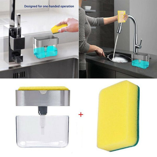 2-in-1 Multi-function Dishwashing Liquid Box Soap Pump Dispenser Sponge Holder For Dish Soap And Sponge Kitchen Clean Tool – Each