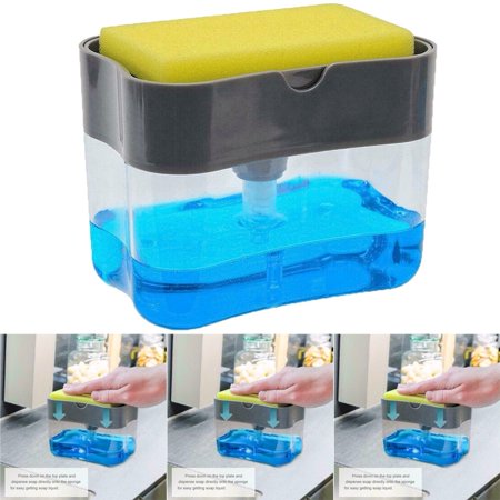 2-in-1 Multi-function Dishwashing Liquid Box Soap Pump Dispenser Sponge Holder For Dish Soap And Sponge Kitchen Clean Tool – Each