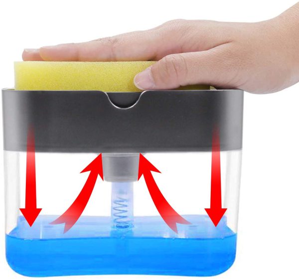 2-in-1 Multi-function Dishwashing Liquid Box Soap Pump Dispenser Sponge Holder For Dish Soap And Sponge Kitchen Clean Tool – Each