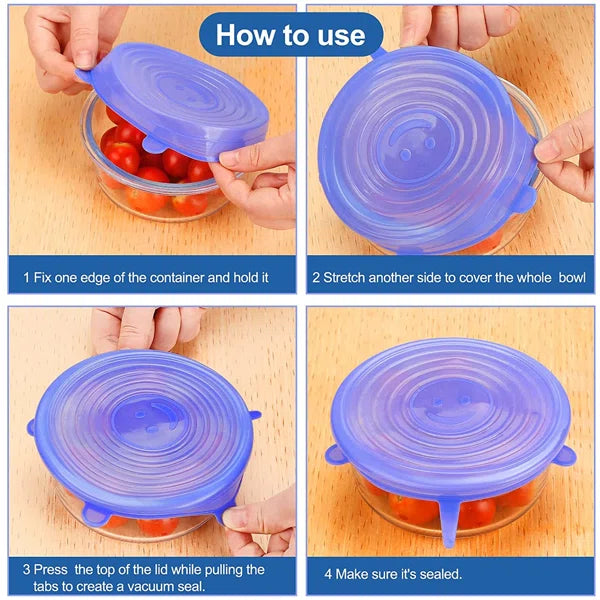 6pcs/set Silicone Lid Spill Stopper Universal Silicone Suction Lid-bowl Pan Silicone Cover Kitchen Pan Lids Cover Stopper Tools