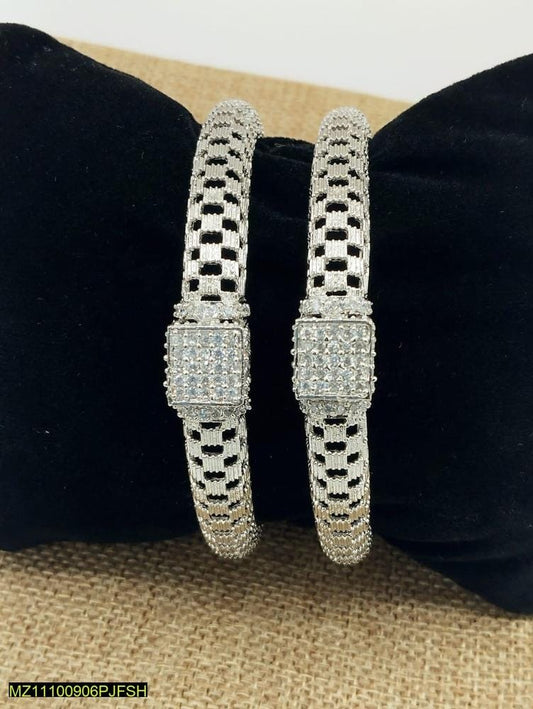 2 Pcs Silver Plated Bangles