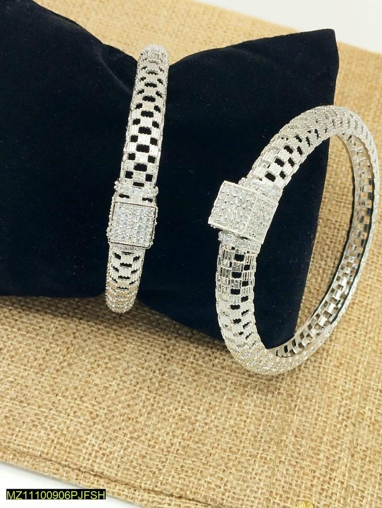 2 Pcs Silver Plated Bangles