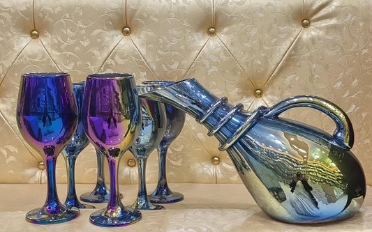 Elegant Rainbow Decanter And Glasses