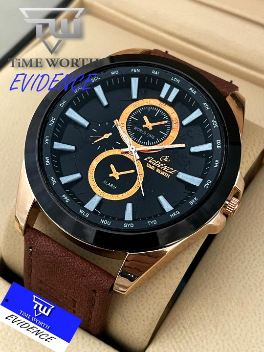 Time Worth Evidence Stylish Brown Leather Strap Watch – Without Box