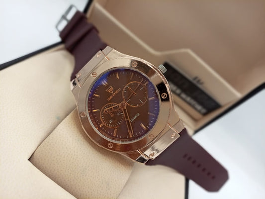 Timeworth Round Quartz Stylish brown Strap Watch