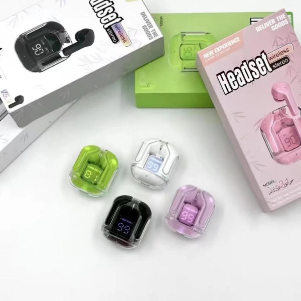 Air31 Earbuds Wireless Crystal Transparent Bluetooth 5.3 Air 31 Ear Buds Wireless Headset