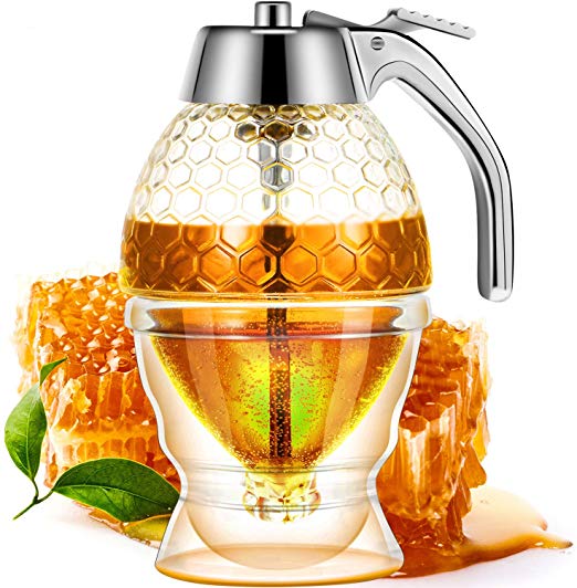 Honey Juice Syrup Dispenser Pot Jar For Kitchen Bee Drip Storage 200ml