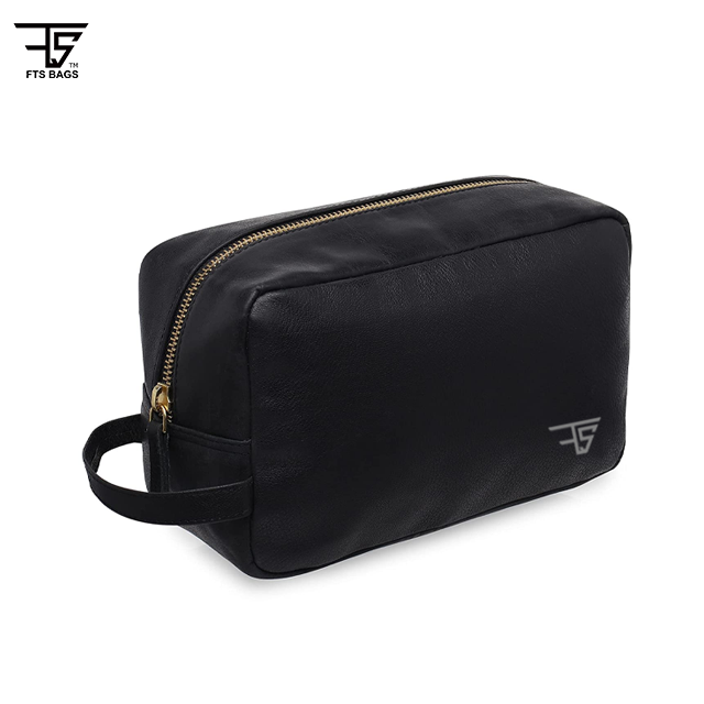 Men Pu Leather Toiletry Kit & Travel Pouch For Men | Premium Accessory & Shaving Bag With Pocket Compartments Inside